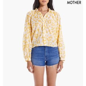 MOTHER THE SUNBURST LEOPARD FLORAL PRINT TOP. MADE IN USA. SIZE M